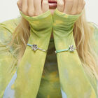 Blue leather bracelet with butterfly ornament