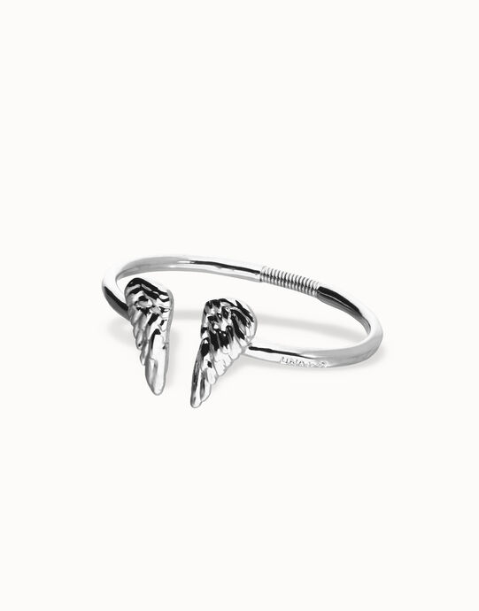 Bracelet jonc plaqu&eacute; argent avec d&eacute;tail d ailes