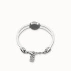 Double white leather birthstone bracelet with eye