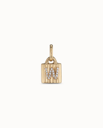 18K gold-plated padlock charm with topaz letter W