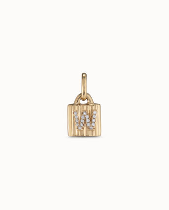 Charm lucchetto placcato oro 18k con lettera W di topazi