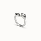 Open ring with two crystals