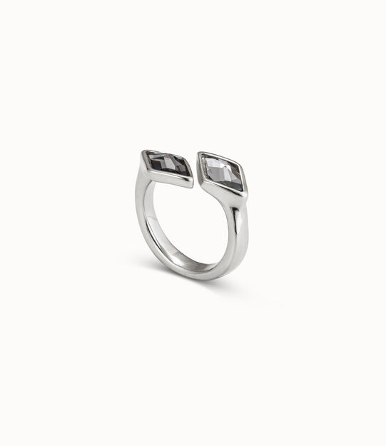 Open ring with two crystals