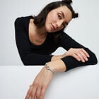 Blue leather bracelet with interlocking carabiner