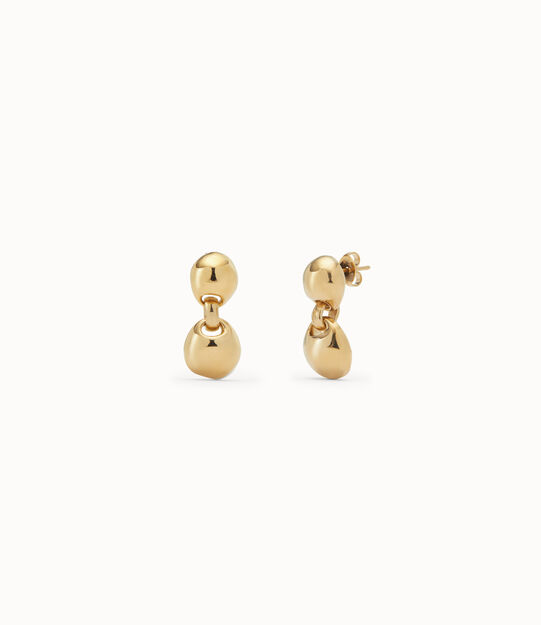Pendientes bañados en oro 18k con bola con 2 bolas