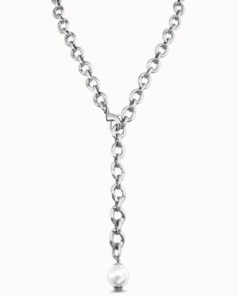 Sterling silver-plated necklace with oval links
