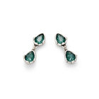 Long  earrings with two green drop-shaped faceted crystals
