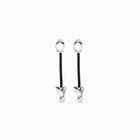 Drop earrings with leather and chained hearts