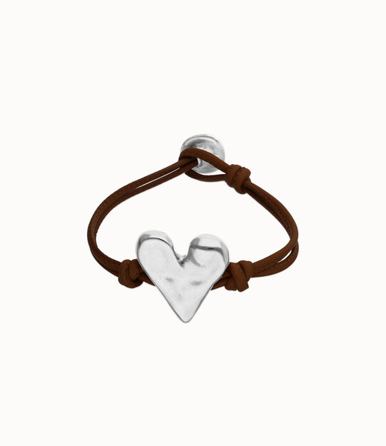 Brown leather bracelet with heart detail
