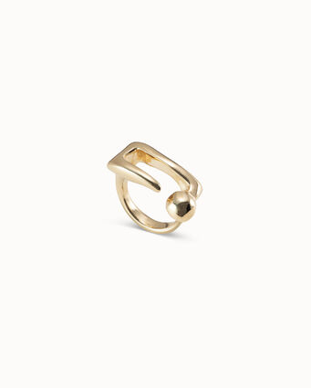 18K gold-plated central buckle shaped ring with nailed effect