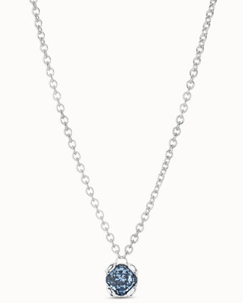 Sterling silver-plated necklace with blue crystal