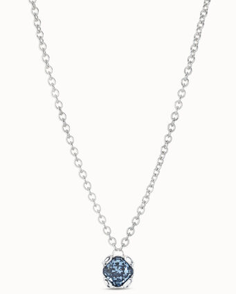 Collier plaqué argent avec cristaux bleus