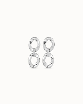 Sterling silver-plated earrings with 2 links linked by a ring