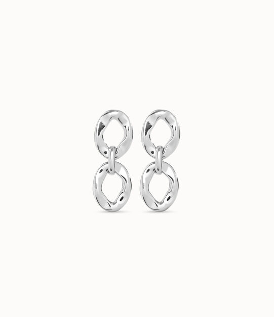 Sterling silver-plated earrings with 2 links linked by a ring