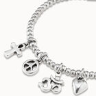 Pulsera ba&ntilde;ada en plata de ley con cadena de bolas y charms