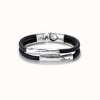 Double strand lether bracelet with two tubes