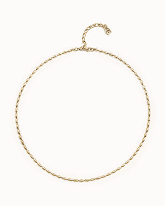 18K gold-plated chain with thin oval links and carabiner clasp