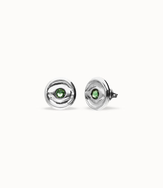 Stud earrings with green faceted crystal