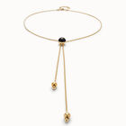 Long pendant  necklace with central black murano glass