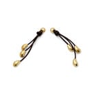 Pendientes largos con cuero y gotas ba&ntilde;adas en oro