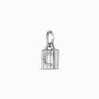 Sterling silver-plated padlock charm with topaz letter C