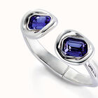 Bangle bracelet with two purple crystals