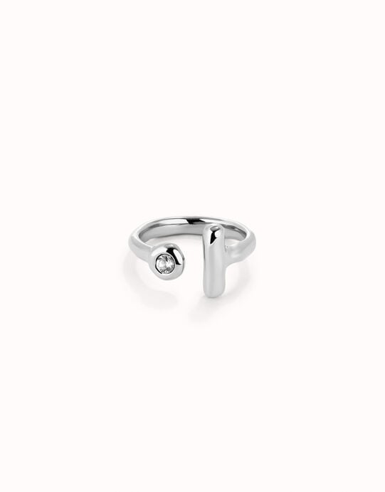 Anillo abierto ba&ntilde;ado en plata de ley con topacio blanco