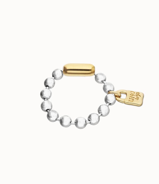 Pulsera de bolas ba&ntilde;ada en plata con cierre y candado ba&ntilde;ado en oro 18k