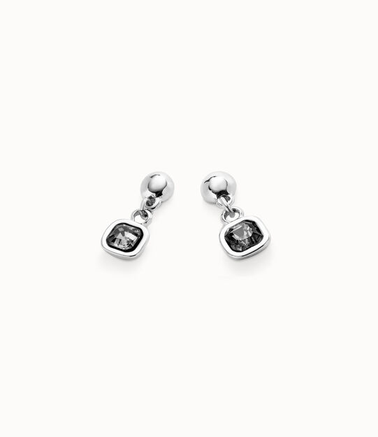 Sterling silver-plated earrings with black hanging crystal