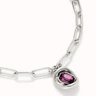 Short link chain pendant necklace pink crystal