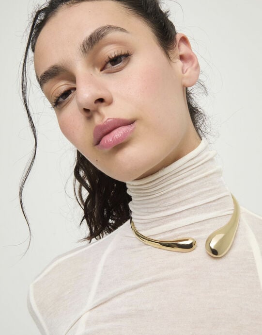 Necklace with irregular drops, Golden, large
