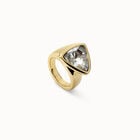 Triangular ring with green crystal