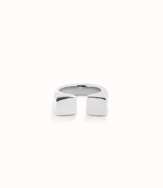 Anello placcato argento sterling finitura liscia e forma quadrata