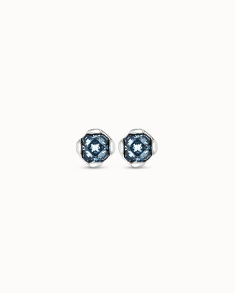 Boucles d’oreilles plaquées argent avec cristal bleu