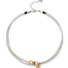 Multi-strand necklace with two intertwined drops