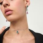 Necklace with a green drop-shaped faceted crystal