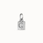 Sterling silver-plated padlock charm with topaz letter G