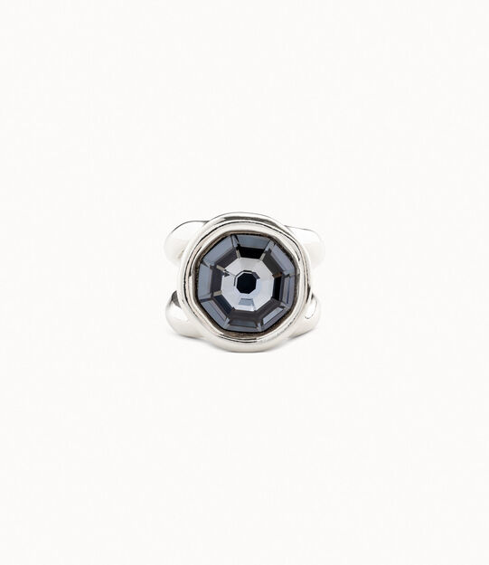 Sterling silver-plated ring with gray crystal