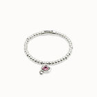 Beaded  stretch bracelet with heart and pink crystal