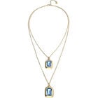 Double necklace with two rectangular faceted crystals