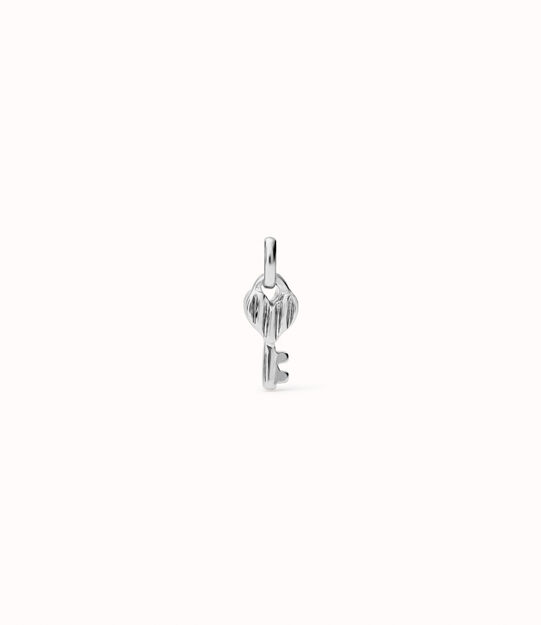 Sterling silver-plated key-shaped charm.