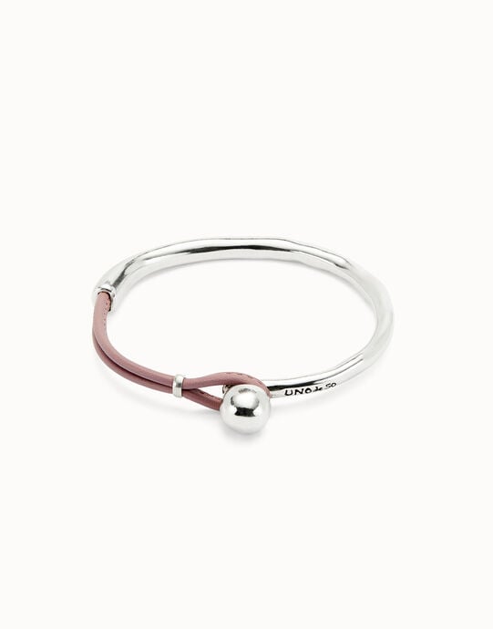 Bracciale semirigido placcato argento Sterling con cuoio di colore lilla