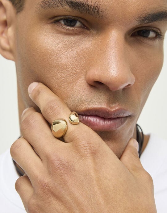 Ring with irregular rounded shapes, Golden, large