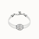 Double white leather birthstone bracelet with eye