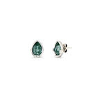 Earrings with a green drop-shaped faceted crystal