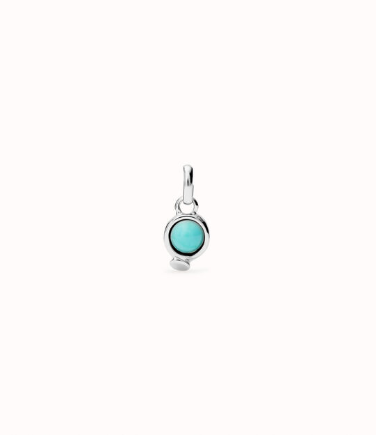 Sterling silver-plated charm with turquoise stone.