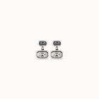 Pendientes ba&ntilde;ados en plata de ley con multiposicion con cristal peque&ntilde;o grisy y cristal grande blanco
