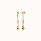 Aretes ba&ntilde;ados en oro 18k con cadena larga y esfera