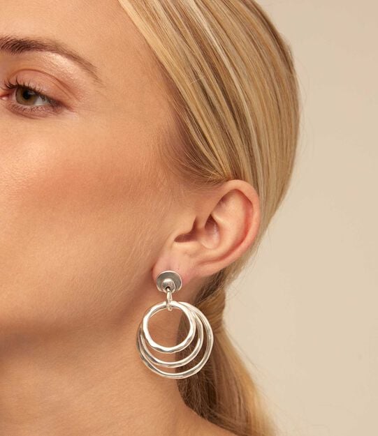 Irregular hoop earrings, Silver, large