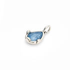 Charm placcato argento a forma di goccia con cristallo sfaccettato blu